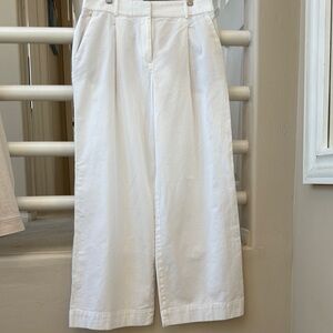 ❄️ Ann Taylor Loft White Wide-Leg Pleated Pants SZ 10